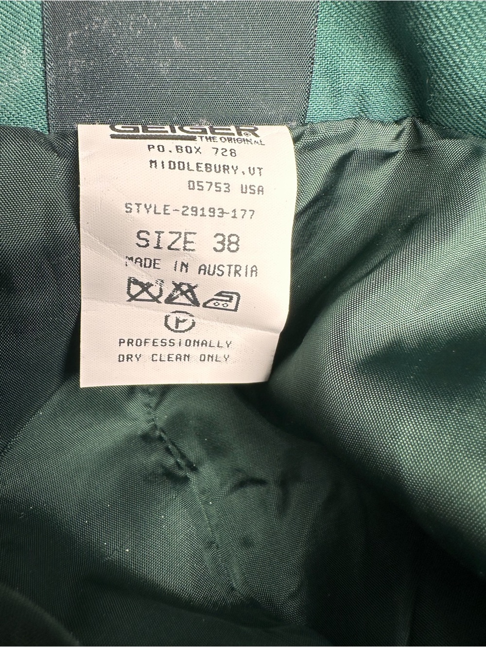 Vintage 90’s Geiger Austria NWT Green Wool Pleated Midi Skirt Size 38/ 6-8 US - Picture 6 of 12